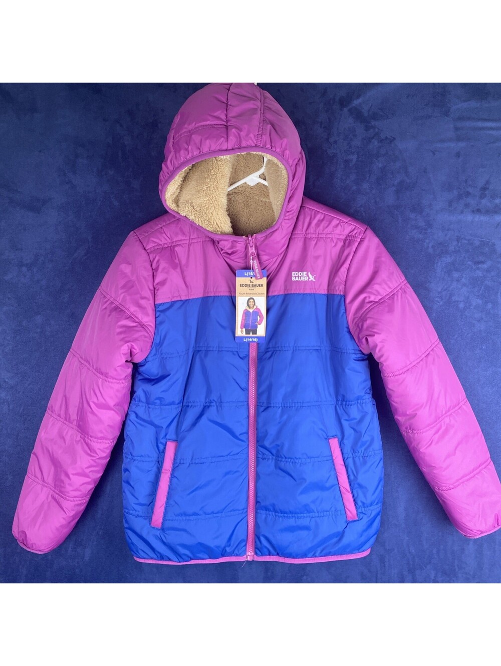Eddie Bauer  Youth Reversible Plush Hoodie Jacket, Size L (14/16), New
